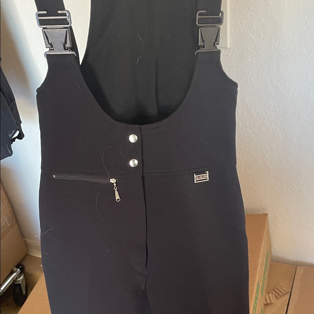 Black Ski Overalls with Adjustable Straps 53% wool WARM winter insulated pants s - Picture 2 of 16